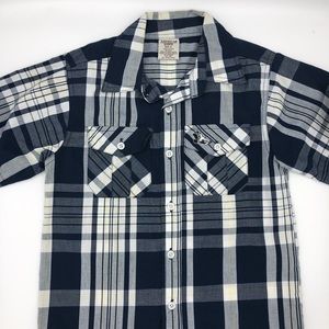 American Hawk boys button down plaid shirt S6